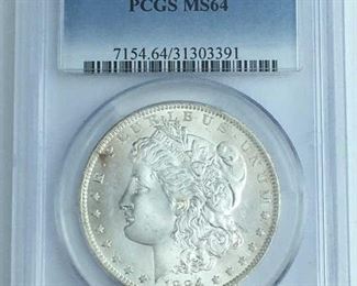 1884-O Morgan Silver Dollar, PCGS MS64