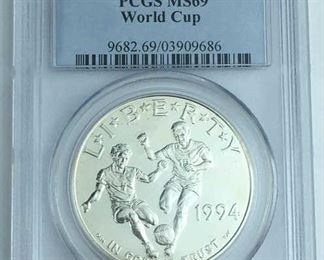 1994-D World Cup Silver Dollar, PCGS MS69