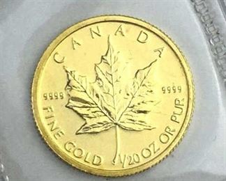 1/20 Oz Pure Gold Canada Maple Leaf