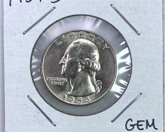 1954-D Washington Silver Quarter, BU
