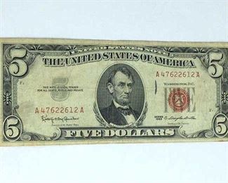 1963 $5 U.S. Red Seal Note, VF