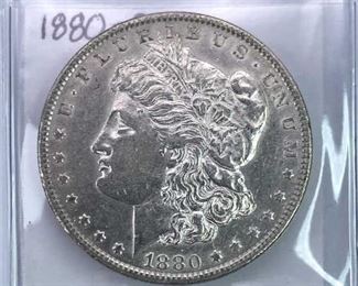 1880-O Morgan Silver Dollar, U.S. $1 Coin, XF+