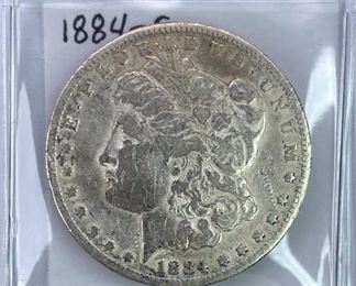 1884-S Morgan Silver Dollar, U.S. $1 Coin, F Det.
