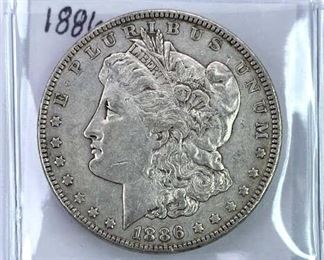 1886 Morgan Silver Dollar, U.S. $1 Coin, XF