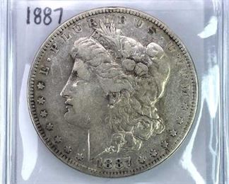 1887 Morgan Silver Dollar, U.S. $1 Coin, F