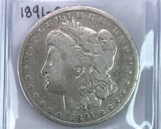 1891-O Morgan Silver Dollar, U.S. $1 Coin, VG