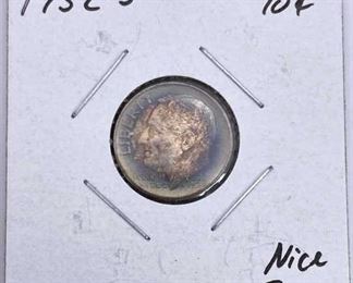 1952-S Roosevelt Silver Dime, Nice Blue Tone