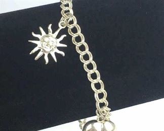 Sterling Silver Sun & Heart Charm Bracelet