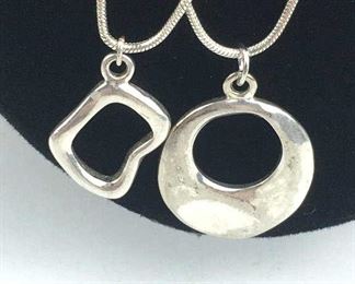 Sterling Silver Double Strand Necklace w/ Pendants