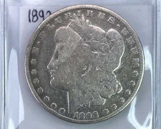 1892 Morgan Silver Dollar, U.S. $1 Coin, AG/G
