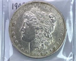 1903 Morgan Silver Dollar, U.S. $1 Coin, AU+