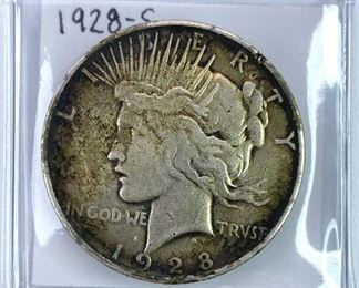 1928-S Peace Silver Dollar, U.S. $1 Coin, VG Det.
