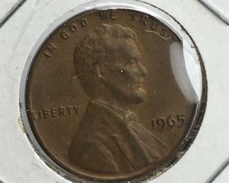 1965 Clipped Planchet Error Lincoln Cent