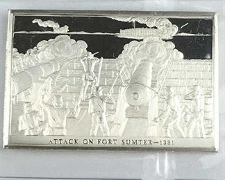 1.56oz Silver .925 Art Bar 1861 Ft. Sumter