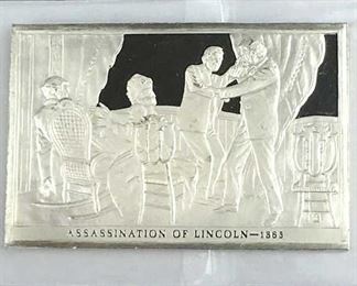 1.56oz Silver .925 Art Bar 1865 Assass. of Lincoln