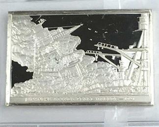 1.56oz Silver .925 Art Bar 1941 Pearl Harbor