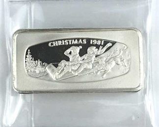 1981 Christmas 1000 Grain Sterling Art Bar