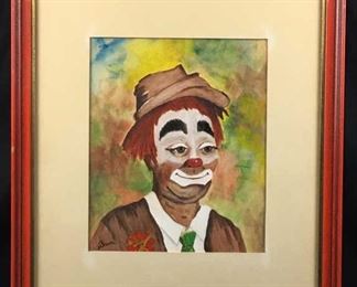 Emmett Kelly Circus Clown Painting Framed