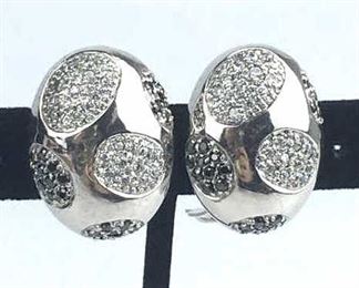 Sterling Silver Two-Tone CZ Earrings
