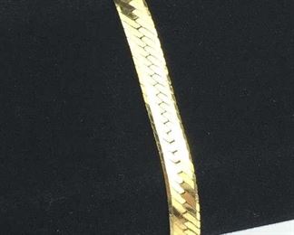 Sterling Silver Herringbone Bracelet, 10K Loop
