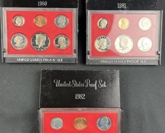 1980, 1981, 1982 US Mint Proof Coin Sets