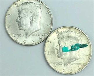 (2)1964 JFK Silver Half Dollars