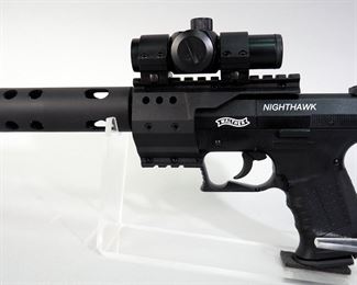 Walther Nighthawk Air Pistol With Walther Sight, CO2 Cartridges, Pellets, Flashlight, In Hard Case