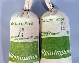 Remington Lead Shot And Partial Shot Bag And Can, Total Approx Weight 65lbs
