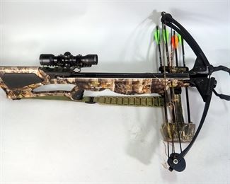 Barnett Crossbow With 5 Bolts, Quivers Qty 2, Pursuit 4x30 Scope, And Cross Brand Crossbow Soft Case