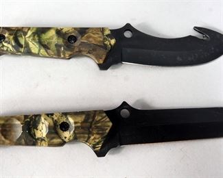 Mossy Oak 5.5" Fixed Blade Knife, And 4.25 Hook Knife, With Sheaths