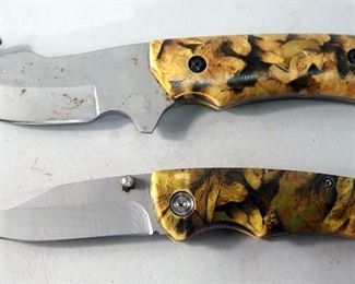 Stainless Steel 3.5 Hook Knife, And 3.5" Folding Knife, With Duel Carrier
