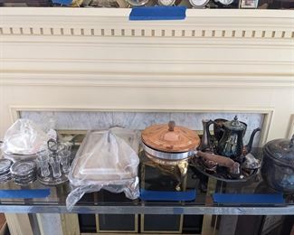 Variety of Silver Plate  and other entertaining items Priced as marked.