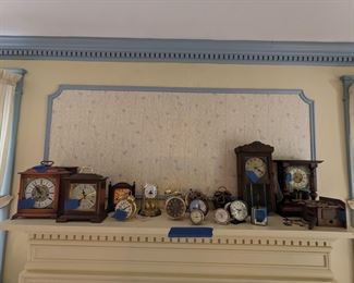 Clocks of many types and styles not tested and unsure of working conditions priced as marked.