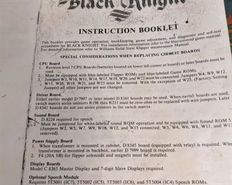 Pin Ball Arcade Game Manual original to game.