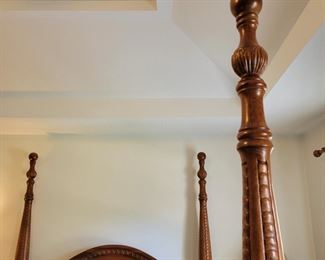 QUEEN FOUR POST BED AND SIDE RAILS $150, MATCHING DRESSER/MIRROR $150, CHEST OF DRAWERS $90 AND TWO NIGHT STANDS $75 EACH