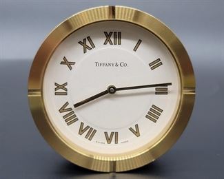 Tiffany & Co Round Brass Desk Clock