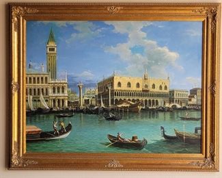 Oil on Canvas Venice Grand Canal Scene