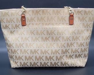 Micheal Kors Beige & Tan Logo Tote