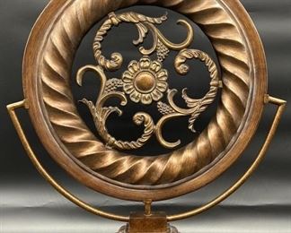 XL Wood Medallion on Metal Stand, 1/2