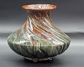 Green & Brown Art Pottery Vase