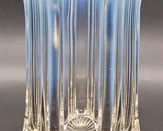 Opalescent Ribbed Crystal Clear to Blue Vase, 1/2
