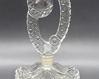Crystal Perfume Bottle w/ Dramatic Ring Stopper