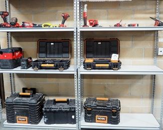 Power Tool, Hand Tool, And Tool Box Assortment, Many For HVAC, Electrical, And Plumbing, See Description For Details, Shelving Not Included
