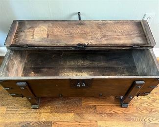 19th Century Korean Carved Wood Money Chest