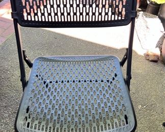 Pair of Black Plastic Outdoor Folding Chairs