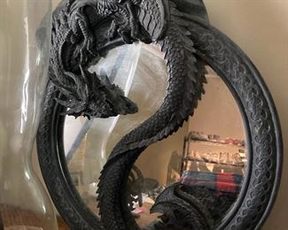 Ying Yang Ancient Dragon Resin Mirror