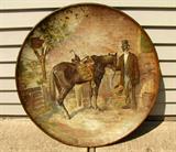 1910 Huge Green River Whiskey Tin Advertising Charger