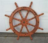 C/1900 Great Lakes ship's wheel w/iron banding, 40" dia.