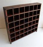 Handmade C/1900 Mahogany 42 slot wooden pigeon hole, (for desk top), 21 1/2" w. x 21" h. x 4" d.