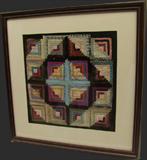 1890 Log Cabin Pattern Crib Quilt in Professional Frame